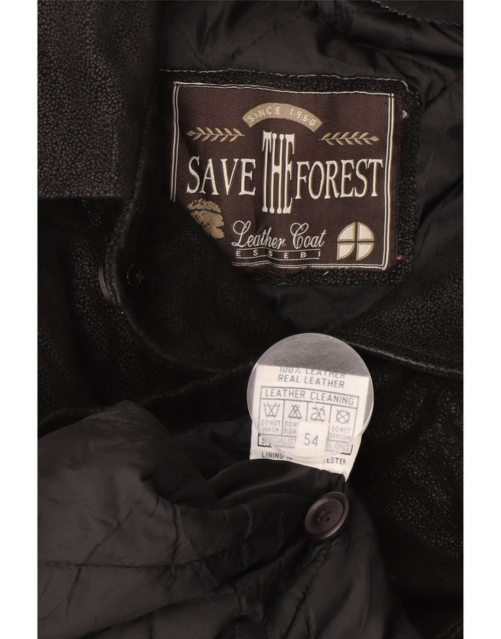 SAVE THE FOREST Herre Læderjakke IT 54 2XL Sort Læder