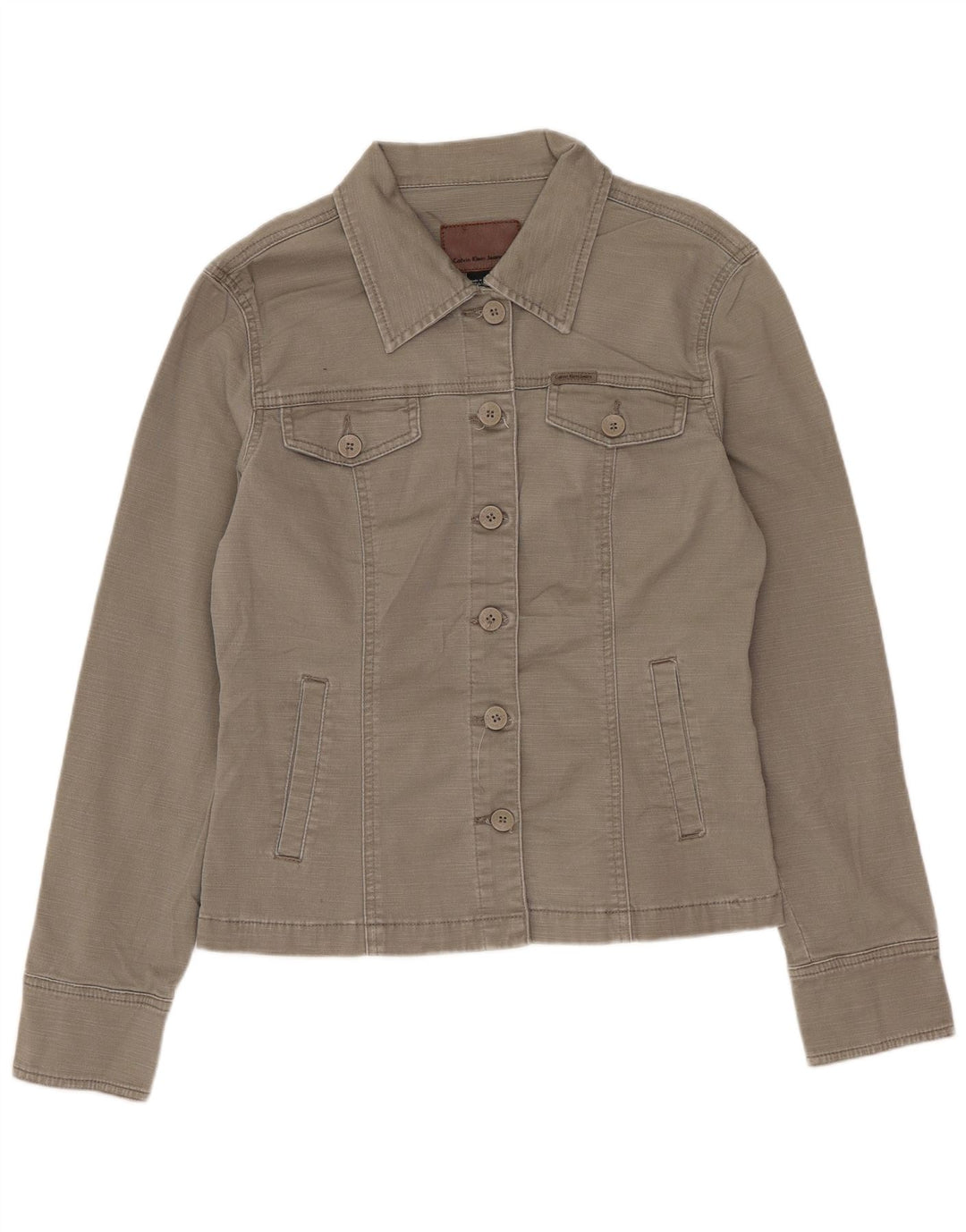 Calvin Klein Jeans Dame denimjakke UK 12 Medium Khaki Bomuld