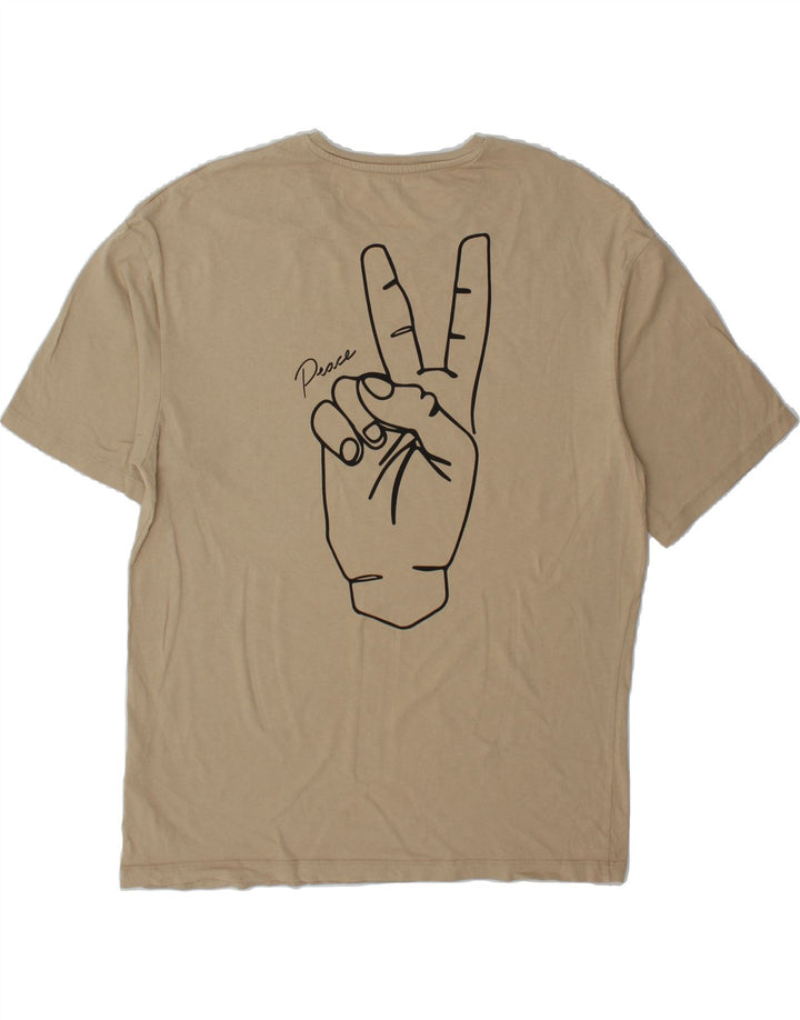 JACK & JONES Mens Graphic T-Shirt Top Large Beige Cotton Vintage Jack & Jones and Second-Hand Jack & Jones from Messina Hembry 