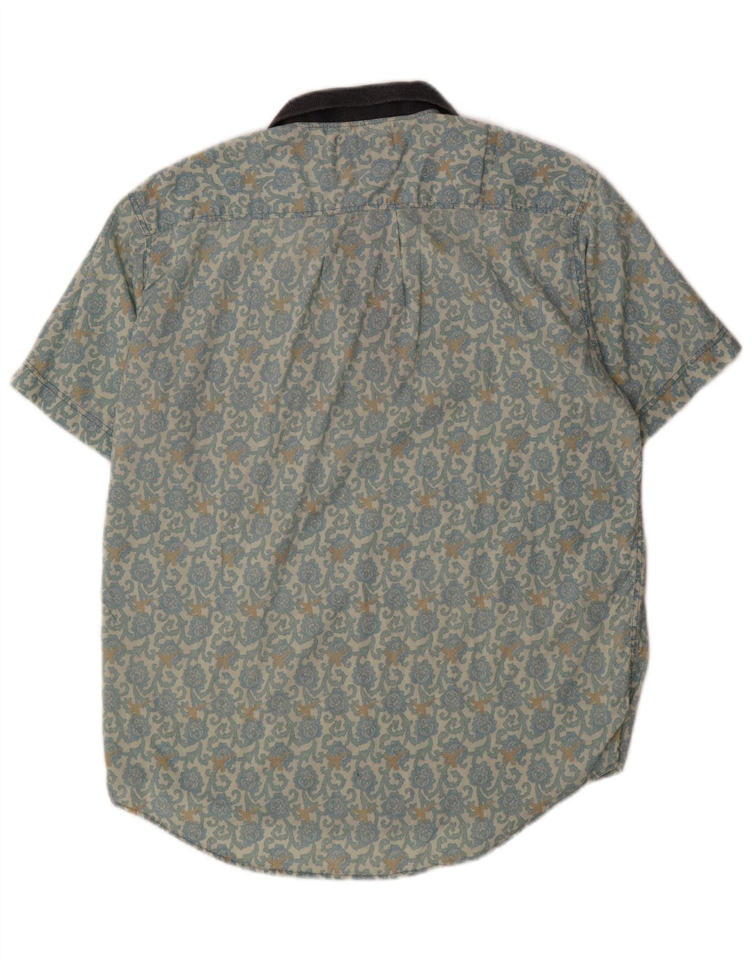 Peter Elliot Herre Kortærmet Pullover Shirt Medium Blue Floral Bomuld