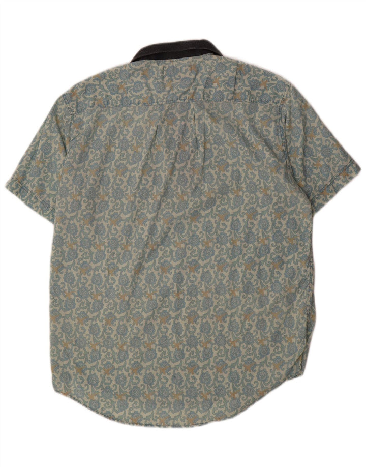 Peter Elliot Herre Kortærmet Pullover Shirt Medium Blue Floral Bomuld