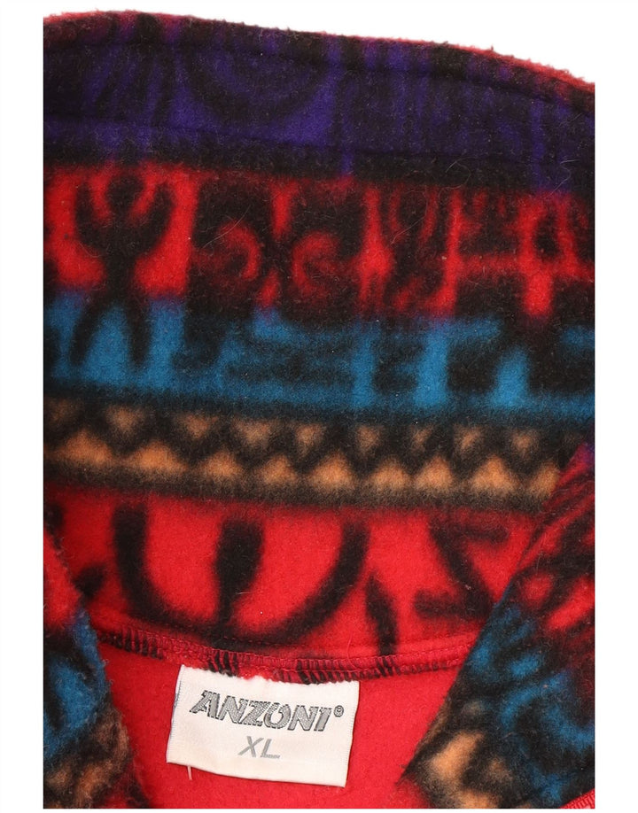 Anzoni herre lynlås hals fleece jumper XL rød geometrisk polyester