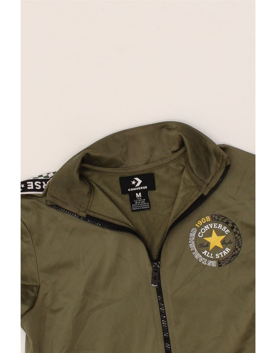CONVERSE Boys Chuck Taylor Tracksuit Top Jacket 10-11 Years Medium Khaki Vintage Converse and Second-Hand Converse from Messina Hembry 