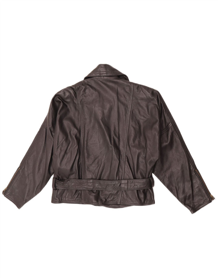 Vintage dame biker læderjakke EU 38 Medium sort læder