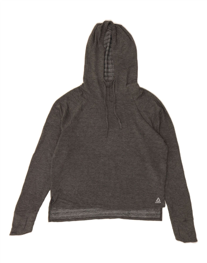 REEBOK Womens Hoodie Jumper UK 14 Large Grey Vintage Reebok and Second-Hand Reebok from Messina Hembry 