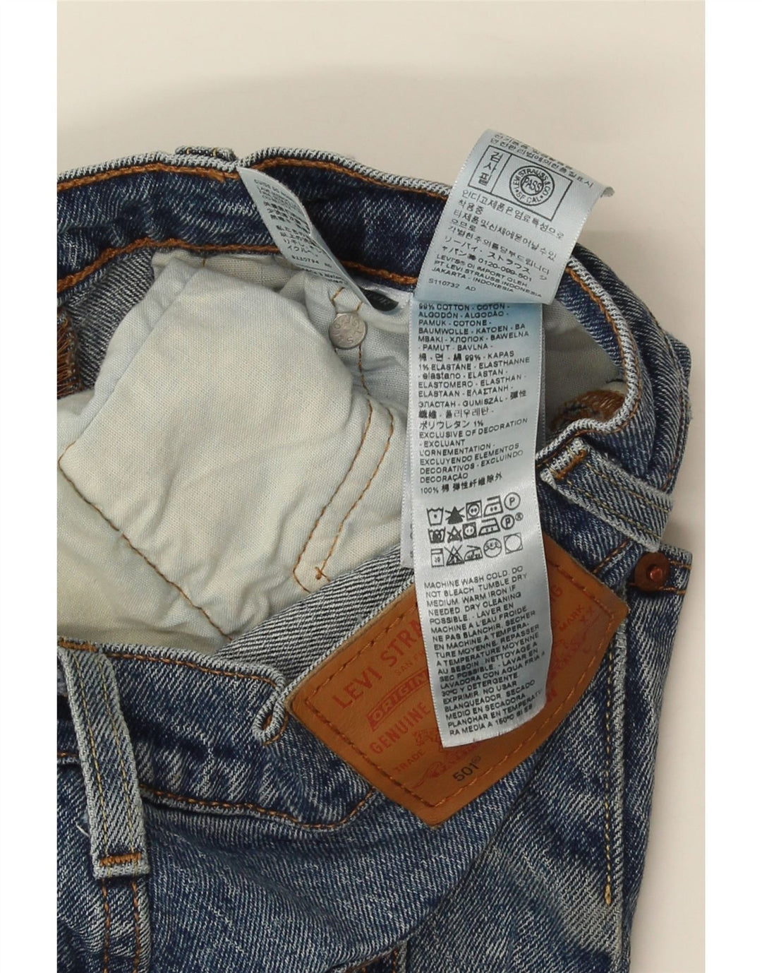 Levi's Herre 501 lige jeans W27 L30 blå bomuld