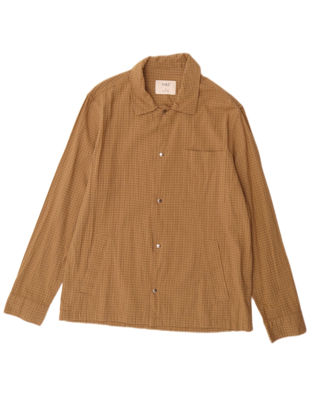 Marks & Spencer Overshirt til mænd mellem brun ternet bomuld