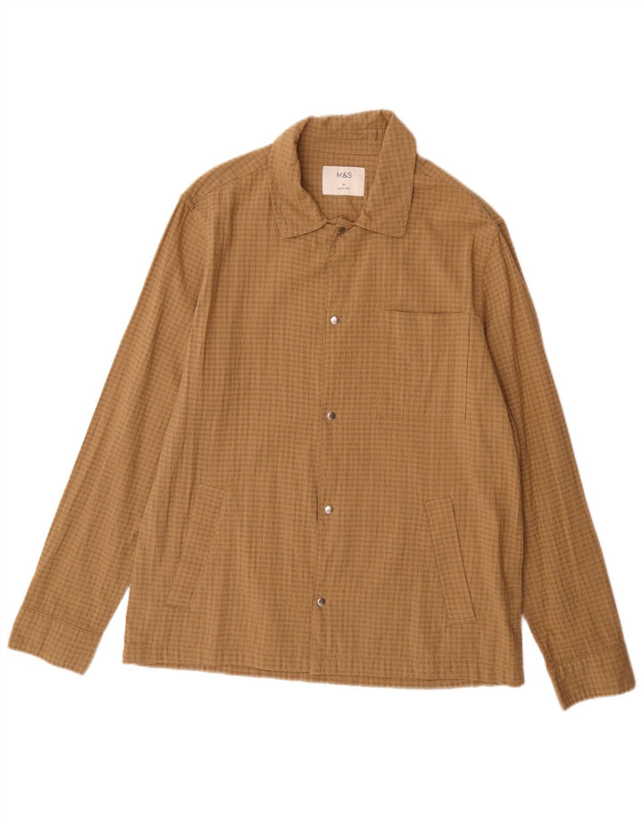 Marks & Spencer Overshirt til mænd mellem brun ternet bomuld