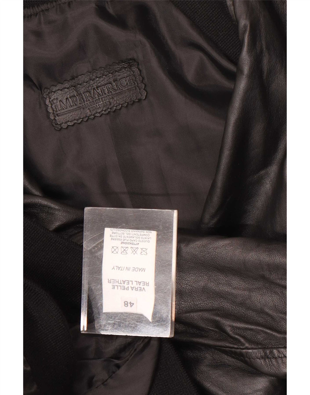 Vintage Herre Bomber Læderjakke IT 48 Medium Sort Læder