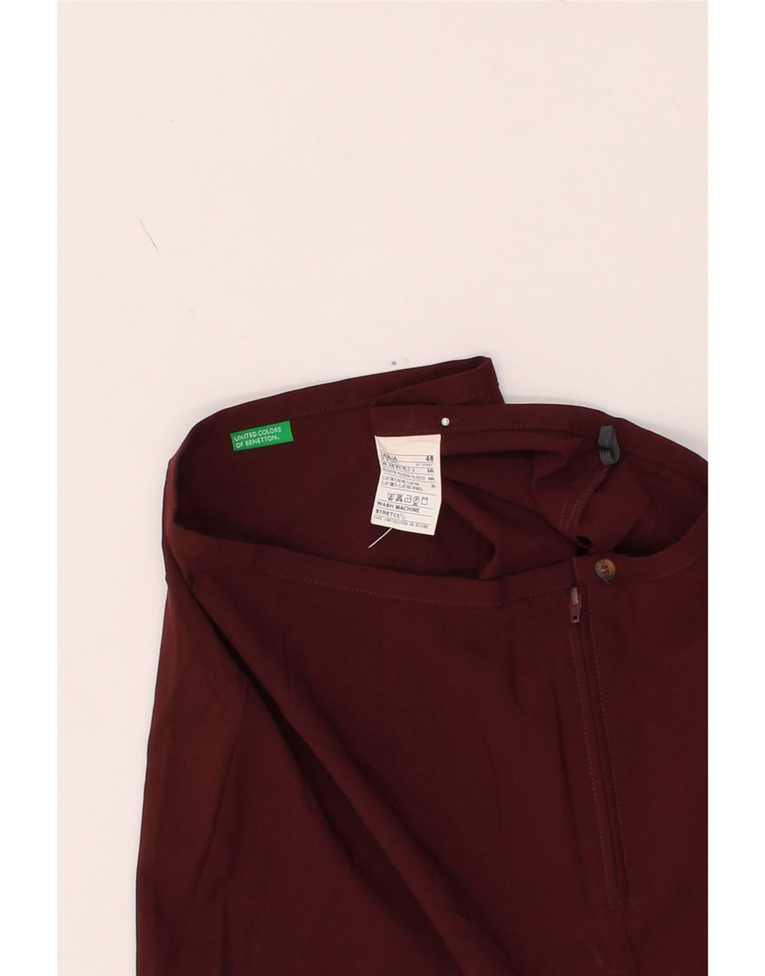 BENETTON Womens Pencil Skirt IT 46 Large W32  Burgundy Wool Vintage Benetton and Second-Hand Benetton from Messina Hembry 