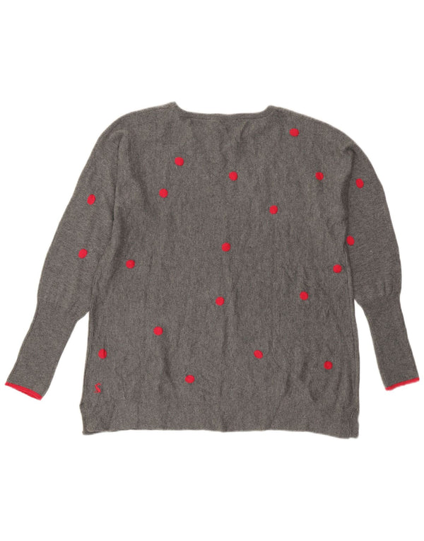 Joules Dame Oversized Boat Neck Jumper Sweater UK 10 Small Grey Polka Dot