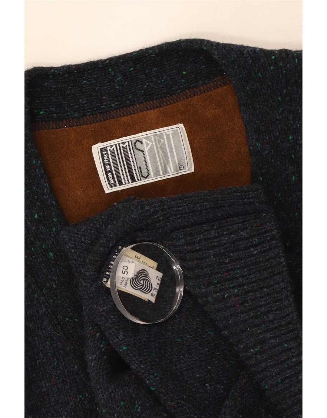 Vintage herre cardigan sweater IT 50 Medium marineblå uld