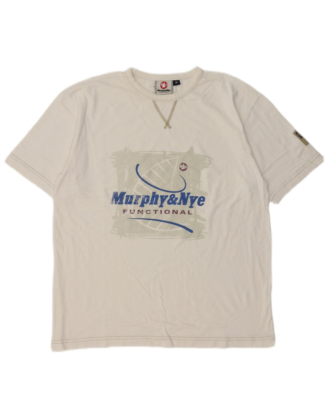 Murphy & Nye Herre Functional Graphic T-Shirt Top Medium Off White