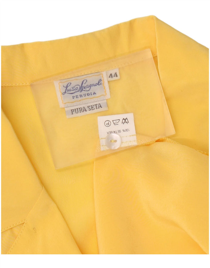 Luisa Spagnoli Dame Kortærmet Bluse IT 44 Medium Gul Silke