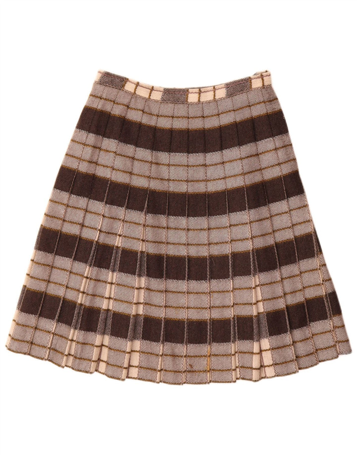 Vintage plisseret A-line nederdel til kvinder W26 lille grå plaid