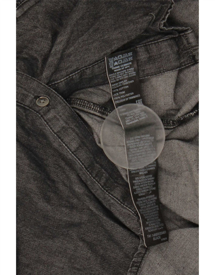Marks & Spencer Dame Denim Shirt UK 12 Mellem sort stribet bomuld