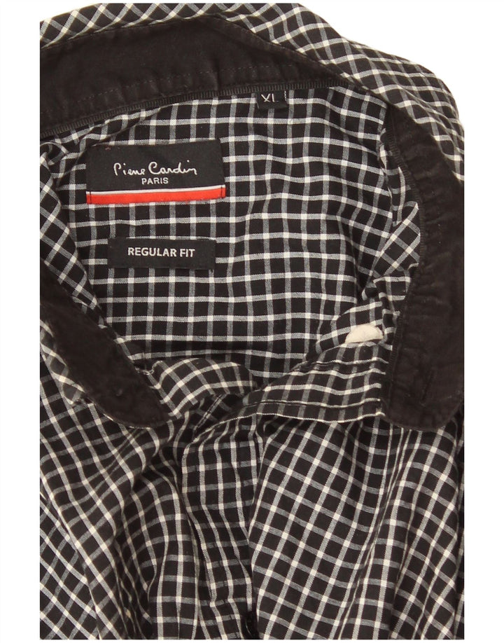 Pierre Cardin Herre Regular Fit skjorte XL sort ternet polyester