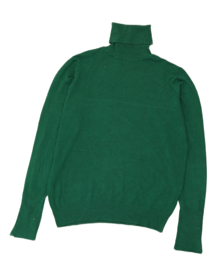 Zara Dame Rullehals Sweater UK 12 Medium Green Viscose