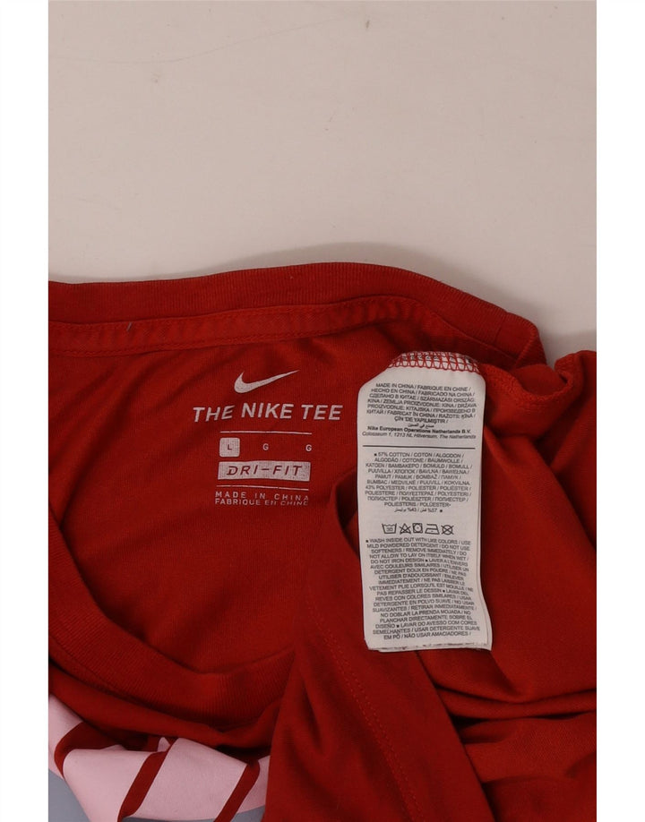 Nike Herre Dri Fit Grafisk T-Shirt Top Stor Rød Bomuld
