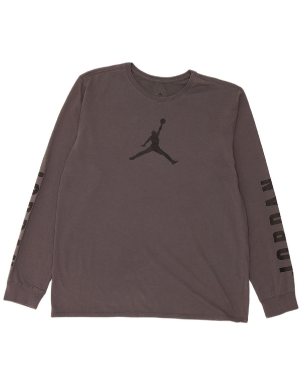 Jordan Herre Dri Fit Grafisk Top Langærmet XL Grå Bomuld