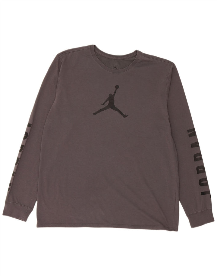 Jordan Herre Dri Fit Grafisk Top Langærmet XL Grå Bomuld