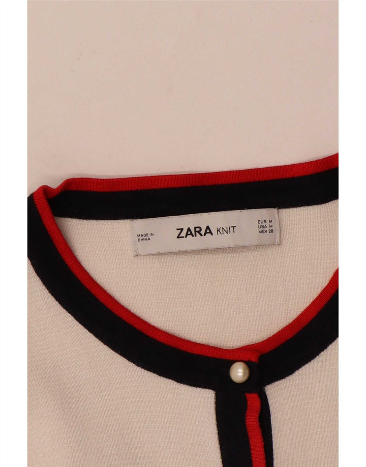 Zara Dame Cardigan Sweater UK 12 Medium White Colourblock