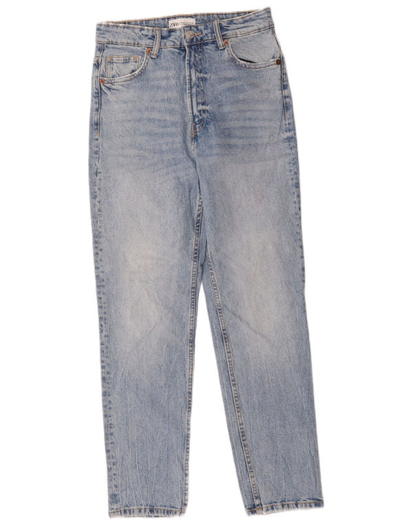 Zara Højtaljede koniske jeans til kvinder EU 36 XS W26 L28 Blå Bomuld