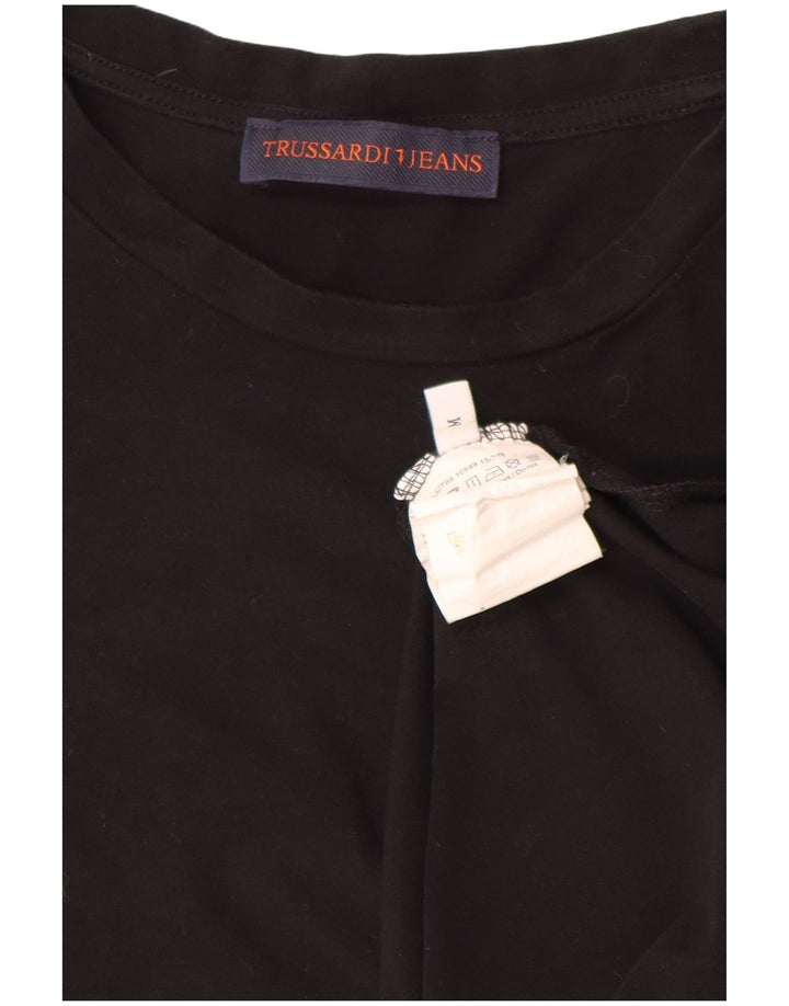 Trussardi Jeans Dame Top Langærmet UK 14 Medium Sort Bomuld