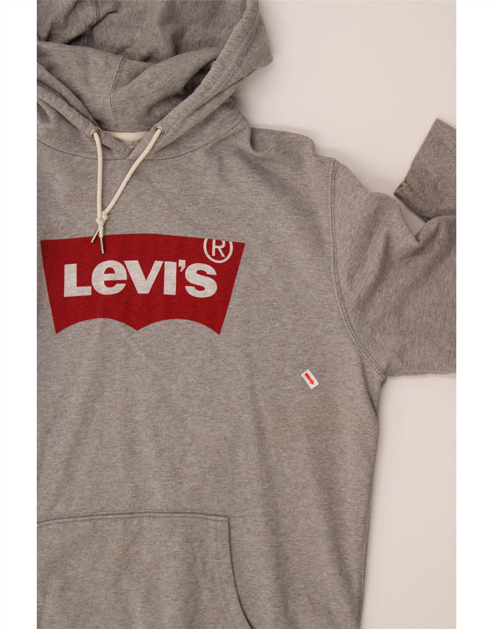 LEVI'S Mens Graphic Hoodie Jumper Medium Grey Cotton Vintage Levi's and Second-Hand Levi's from Messina Hembry 
