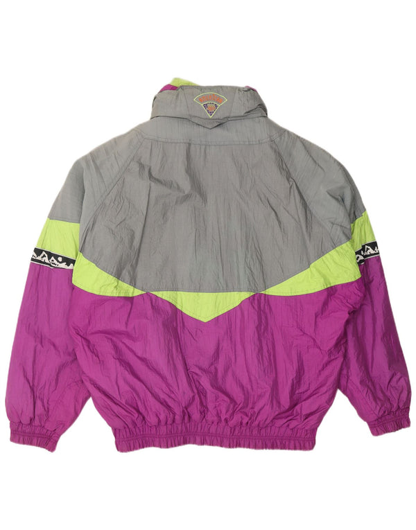 Vintage Mens Loose Fit Windbreaker Jacket UK 40 Large Purple Colourblock