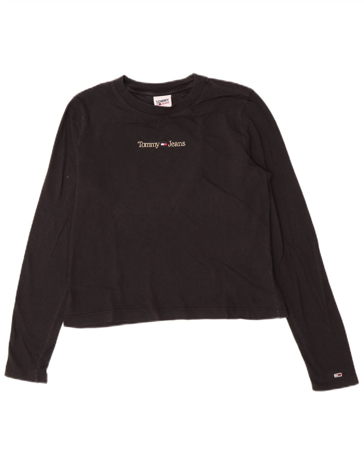 Tommy Hilfiger Dame Crop Grafisk Top Langærmet UK 12 Medium Sort