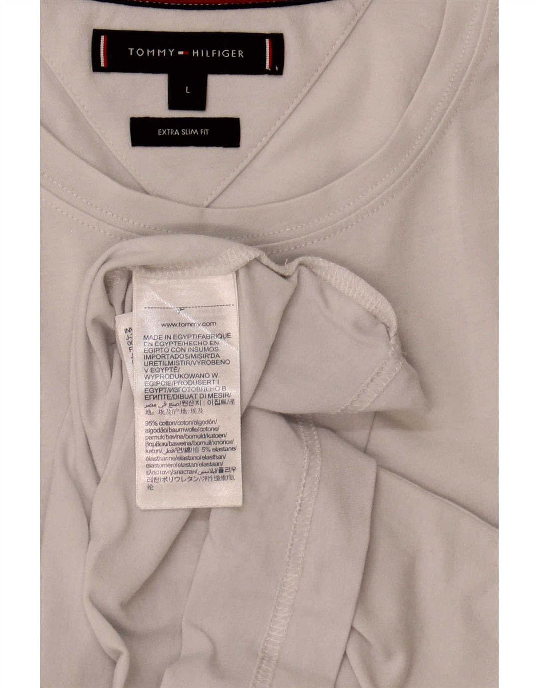 Tommy Hilfiger Herre Extra Slim T-Shirt Top Stor Hvid Bomuld