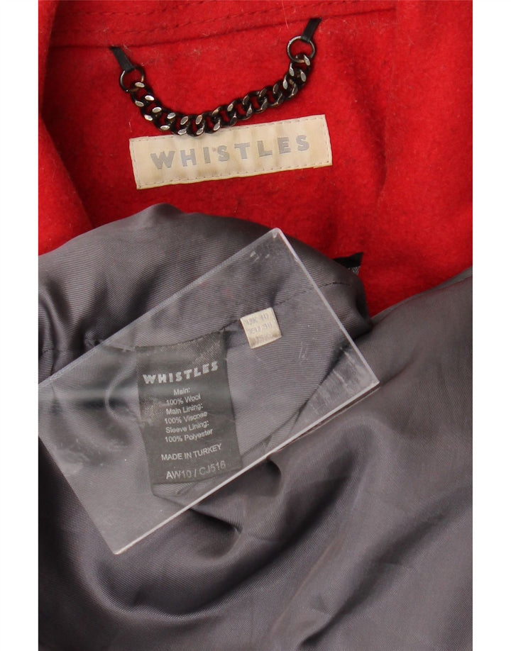 WHISTLES Womens Double Breasted Coat UK 10 Small Red Wool
