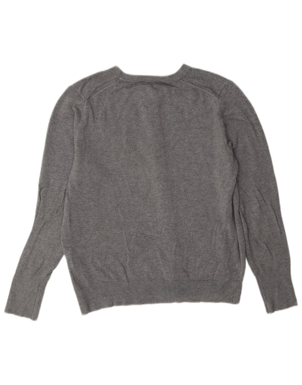 Zara Dame Cardigan Sweater UK 14 Large Grå Viscose Classic