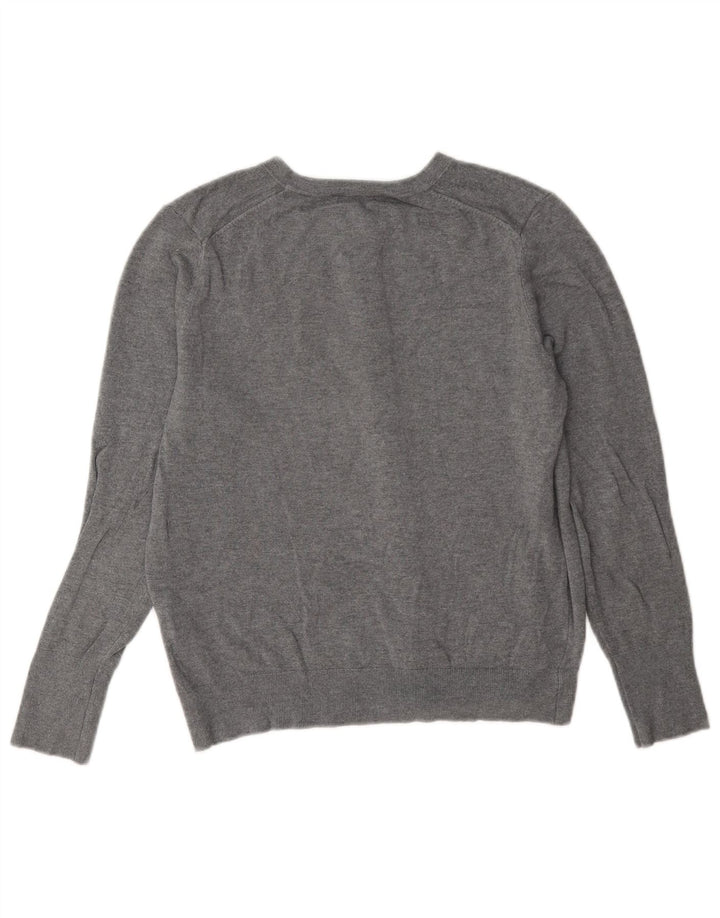 Zara Dame Cardigan Sweater UK 14 Large Grå Viscose Classic