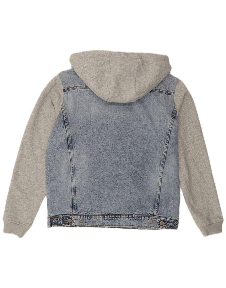 Jack & Jones Herre denimjakke med hætte UK 40 Stor blå farveblok
