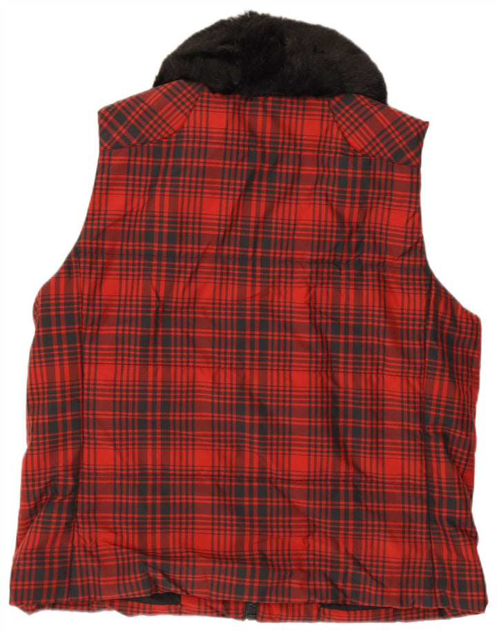 RALPH LAUREN Dame Gilet UK 18 XL rødternet polyester