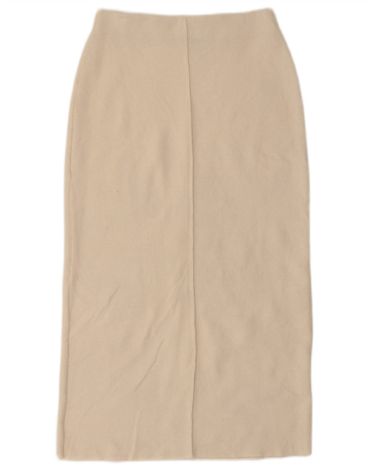 Zara Dame Strik Midi Nederdel Small W26 Off White