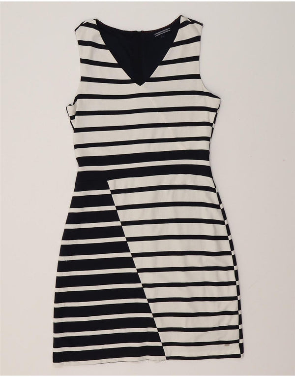 TOMMY HILFIGER Dame Ærmeløs Skede Kjole UK 14 Stor hvid stribet