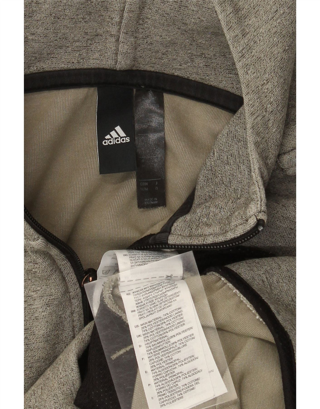 Adidas Hættetrøje med lynlås til mænd mellemgrå bomuld