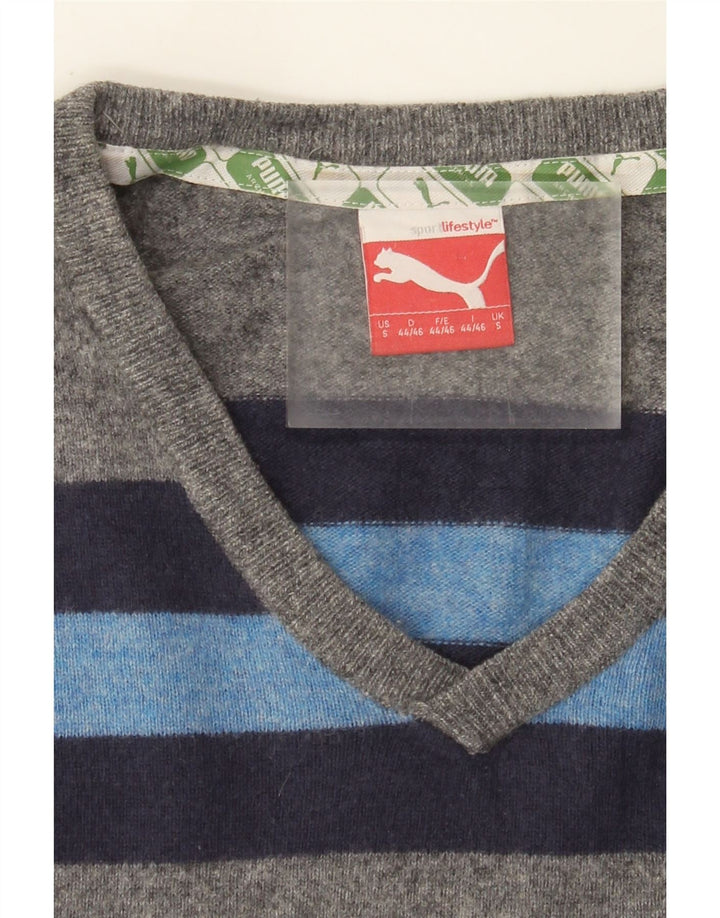 Puma Herre V-hals sweater Small Grey Colourblock lammeuld