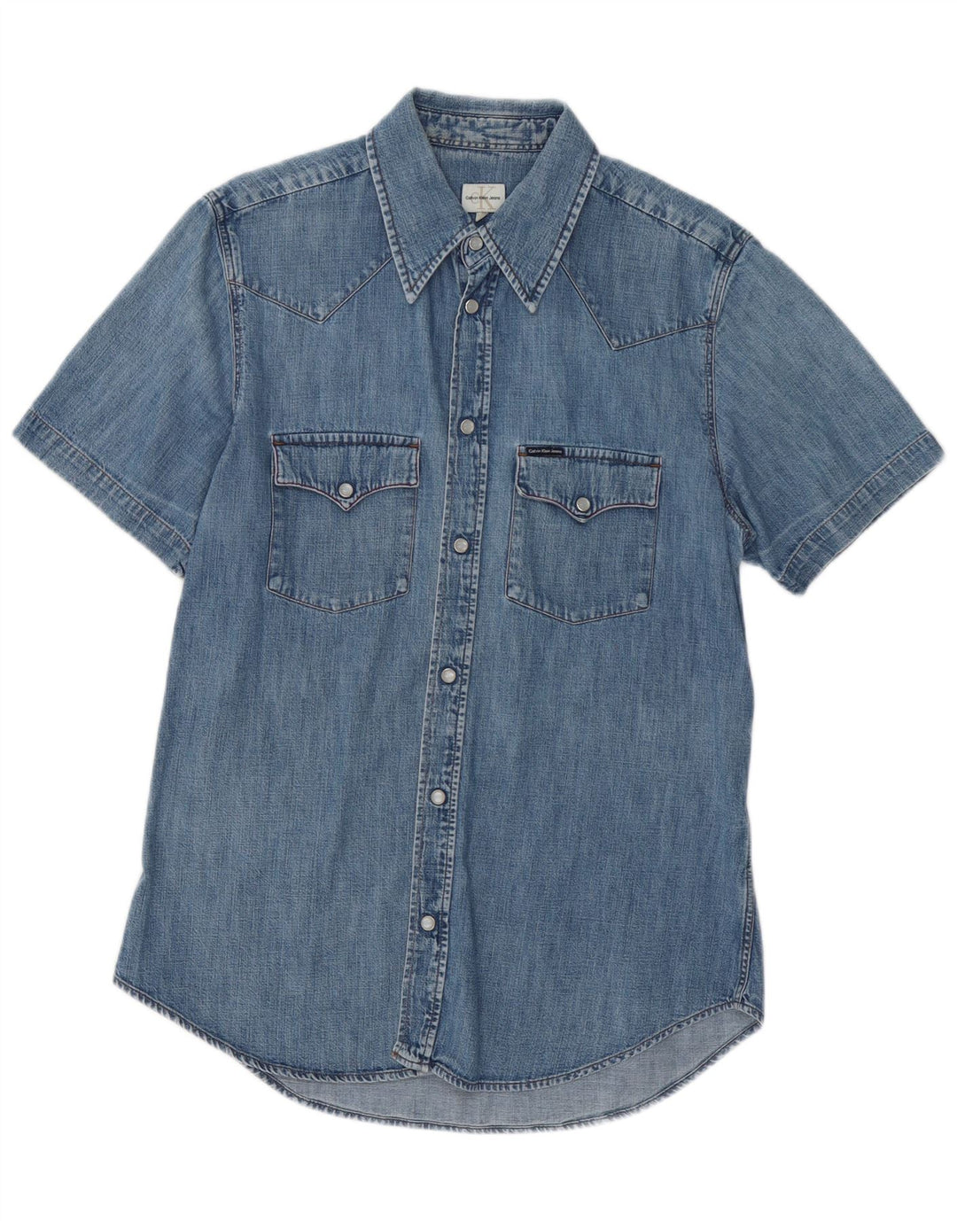 Calvin Klein Jeans Dame Kortærmet Denim Shirt UK 18 XL Blå Bomuld