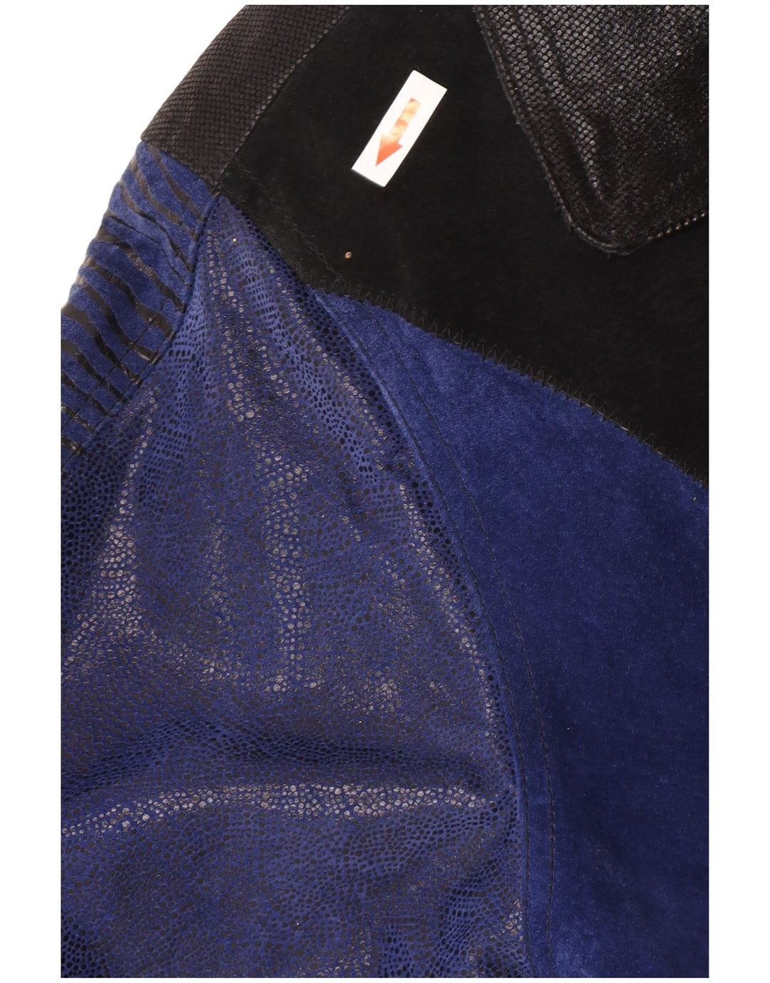 Vintage ruskindsfrakke til kvinder UK 12 Medium Blue Colourblock Læder