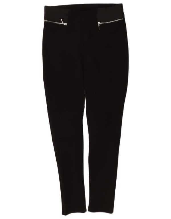 Zara Womens Crop Skinny Casual Bukser Medium W28 L25 Sort Colourblock