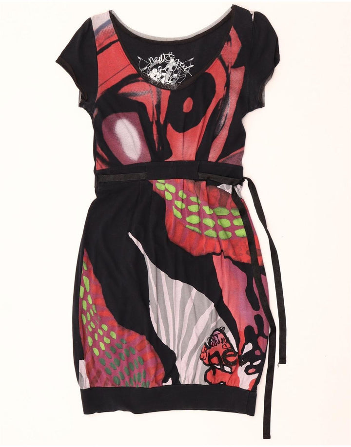 Desigual Kvinders Graphic Sheath Dress UK 10 Small Black