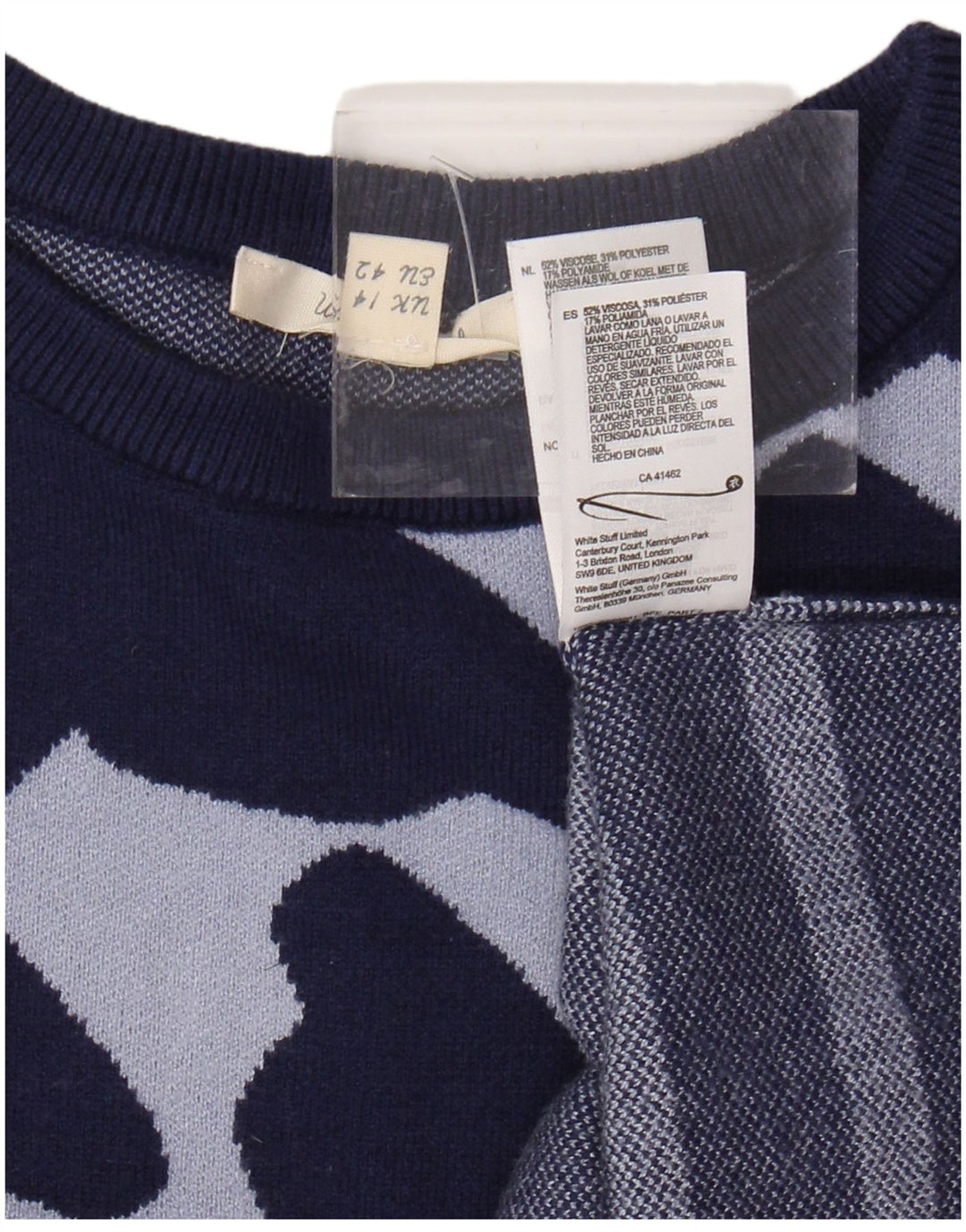 WHITE STUFF Dame Crew Neck Jumper Sweater UK 14 Large Navy Blue Striped