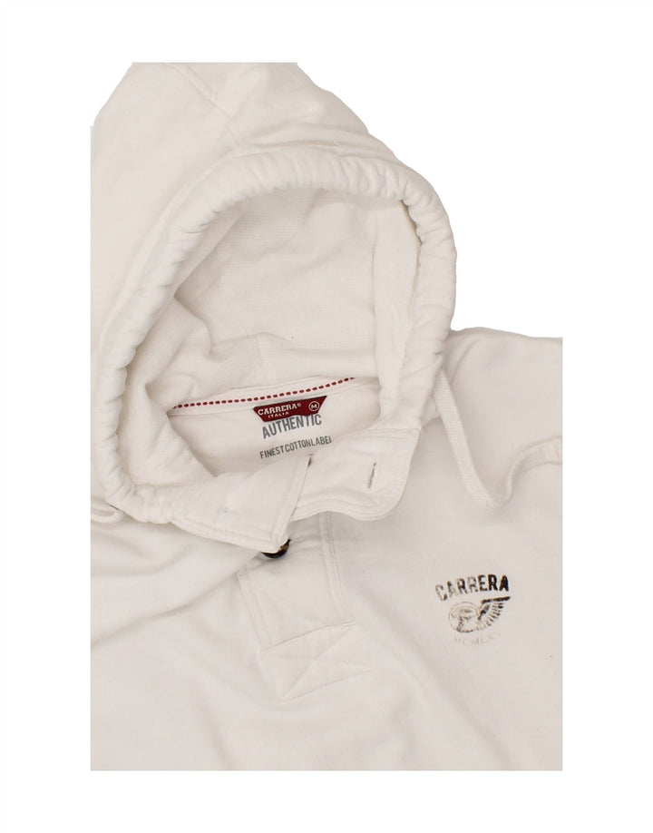 CARRERA Womens Hoodie Jumper UK 14 Medium White Cotton Vintage Carrera and Second-Hand Carrera from Messina Hembry 