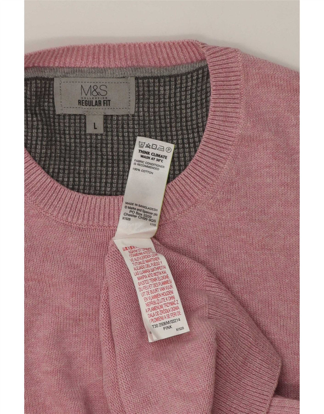Marks & Spencer Herre Regular Fit Crew Neck sweater Stor Pink Bomuld