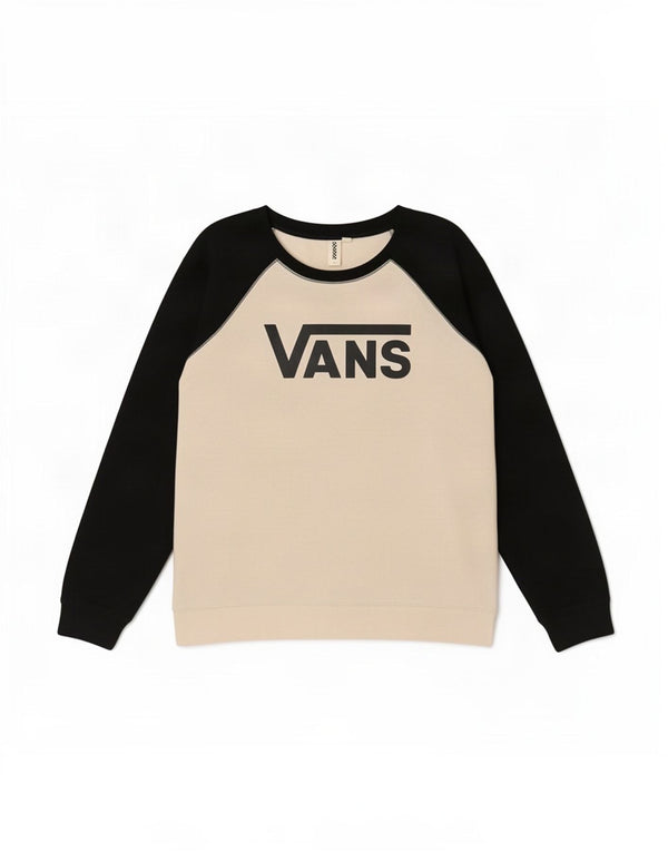 Vans Dame Grafisk Sweatshirt Jumper UK 16 Large Off White Colourblock