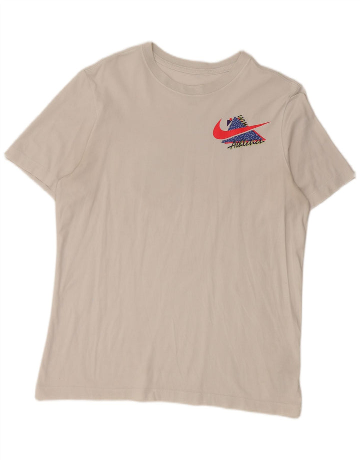 Nike Herre Dri Fit grafisk T-shirt Top Medium Hvid Bomuld